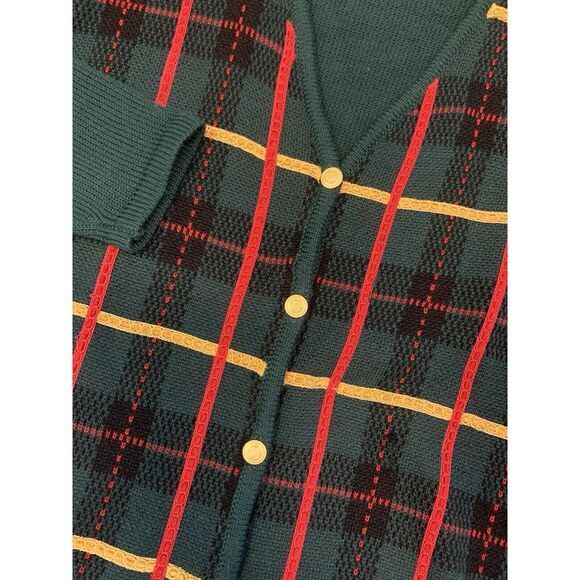 Pendleton Sweaters - Women's XL Pendleton Wool Blend Plaid Green & Red Holiday Christmas Cardigan VTG